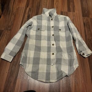 Old Navy Gray and Cream Plaid Shacket